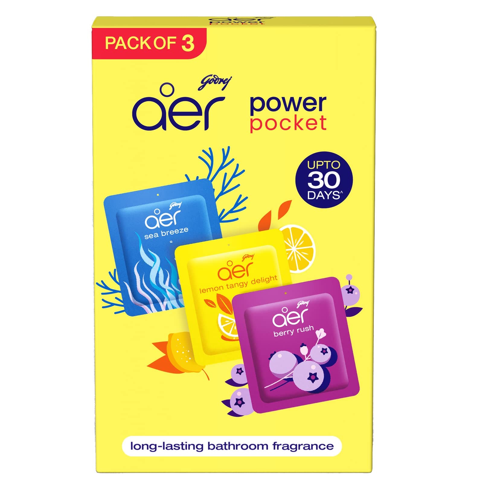 Godrej Aer Power Pocket | Air Freshener- Bathroom And Toilet | Lasts Up To 30 Days | Assorted Pack Of 3 (30G) on Amazon.ae - Price Tracker