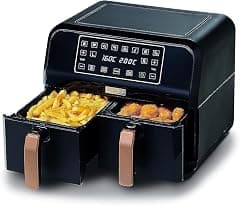 Kenwood Dual Air Fryer, 1700W, 8L, 3.4Kg, Dual Zone Technology, Digital Display, HFP70.000BK, Black - متتبع أسعار Amazon.sa