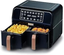 KENWOOD Digital Twin Air Fryer 1.7KG+1.7KG 4L+4L XXXL Capacity with DualZone Technology & Dual Frying Baskets for Frying, Grilling, Broiling, Roasting, Baking, Toasting & Reheating HFP70.000BK Black - Best Deal Finder