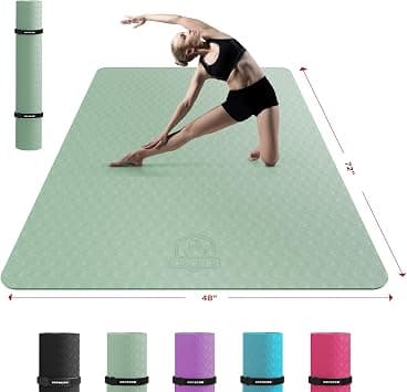 HAPBEAR Extra Large Yoga Mat - 183cm×122cm/198x137cm×6mm, Non-Slip, Durable, Eco-Friendly, Thick Wide Exercise Mat for Home Workouts, Yoga, Pilates, Stretching, Meditation - دليلك لأفضل العروض