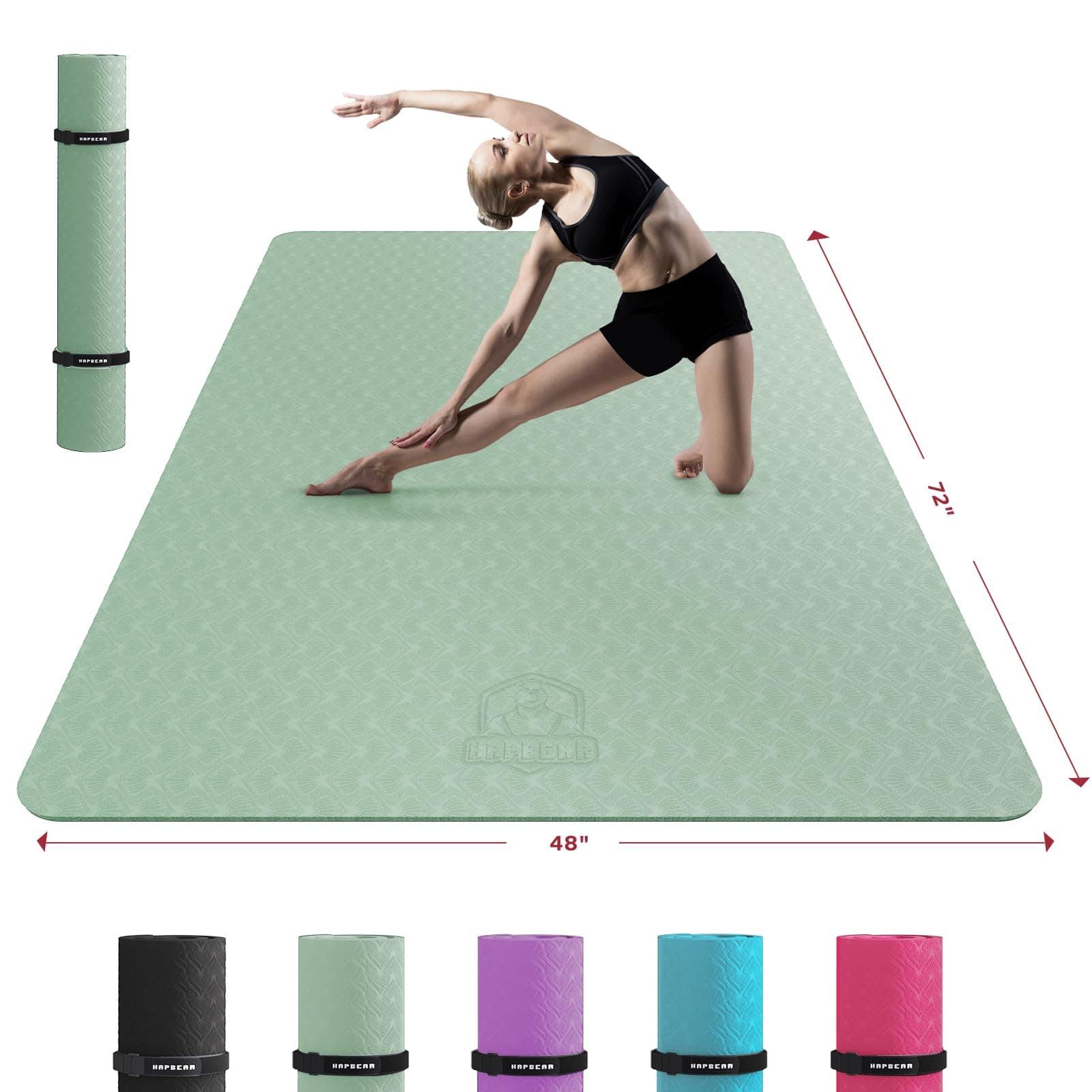 HAPBEAR Extra Large Yoga Mat - 183cm×122cm/198x137cm×6mm, Non-Slip, Durable, Eco-Friendly, Thick Wide Exercise Mat for Home Workouts, Yoga, Pilates, Stretching, Meditation on Amazon.ae - Price Tracker