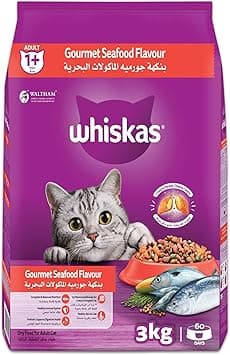 Whiskas Gourmet Seafood Dry Cat Food, Bag of 3Kg, Adult Cats 1+ Years, Complete Nutrition and Great Taste Cat Dry Food - Amazon.ae Price Tracker