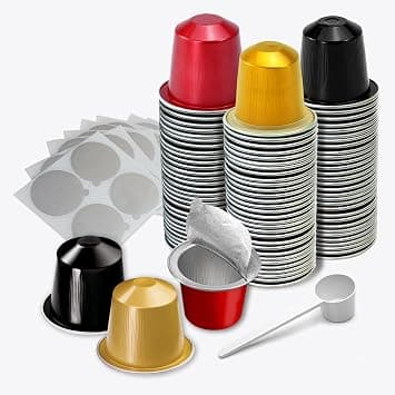 Espresso Capsules Refillable Coffee Pods For Nespresso Original Line,Disposable Aluminum Coffee Filter Capsule,Replacement Pods Kit For Nespresso Machine (60 Foil Seals Lids+60 Pods+1 Spoon) on Amazon.ae - Price Tracker