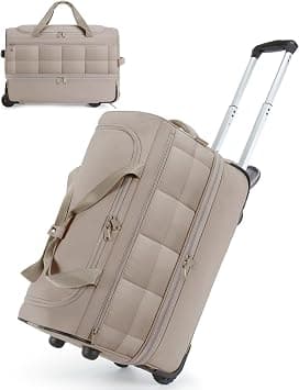 BAGSMART 40L Rolling Duffle Bag with Wheels and Handle, TSA Carry On Bags for Travel with Shoe Compartment, Khaki, 40L, Casual Travel على Amazon.ae - متتبع الأسعار