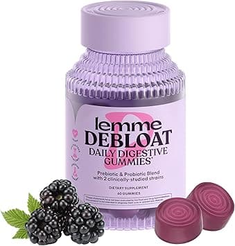 Lemme Debloat - Digestive & Gut Health Gummies with 2 Clinically Studied Probiotics & Prebiotic, 3 Billion CFUs - Vegan, Gluten Free, Non GMO, BlackBerry Flavor (60 Count) on Amazon.ae - Price Tracker