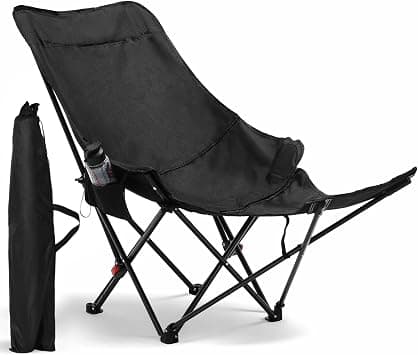 Karenhi Portable Hammock Chair with Footrest, Reclining Camping Chair with Adjustable 4 Position Backrest, Supports 330lbs, Foldable Lounge with Storage Bag for Camping, Outdoor, Patio, Black on Amazon.ae - Price Tracker