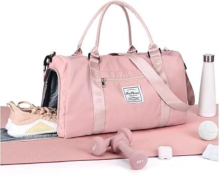 Gym Bag for Women and Men, Travel Duffel Bag with Shoes Compartment and Wet Pocket, Waterproof Shoulder Weekender Overnight Bag, Sport Gym Tote Bags for Swimming Yoga (Pink) on Amazon.ae - Price Tracker