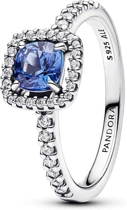 Pandora 193555C01 Women's Ring Silver Sparkling Square Blue - Best Deal Finder