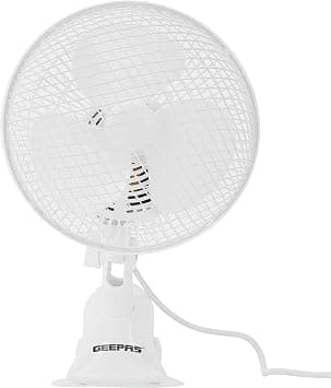 Geepas-2-in-1 Desk Fan, Clip Fan with Oscillation, GF9626N | Safety Grill | Plastic Clip Fan with 3 Blades | 30W Powerful Motor | Ideal for Home, Office, Etc على Amazon.ae - متتبع الأسعار