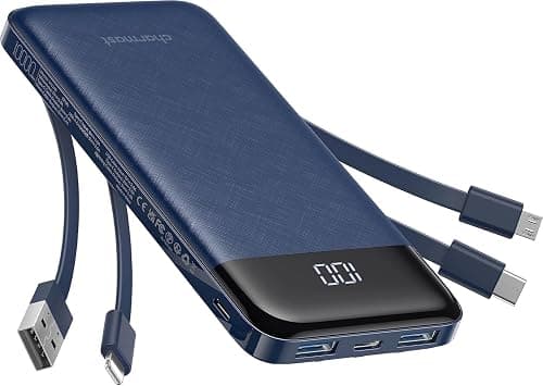 Charmast Portable Charger with Built in Cables, Portable Charger with Cords Wires Slim 10000mAh Travel Essentials Battery Pack 6 Outputs 3A High Speed Power Bank for iPhone Samsung Pixel LG Moto iPad on Amazon.ae - Price Tracker