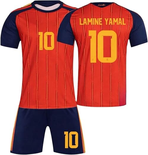 2025-26 SPAIN Inspired Lamine Yamal #10 Style Football Jersey, Fans Replica Jersey Kit Soccer Training Set Kids & Youth Size. على Amazon.ae - متتبع الأسعار
