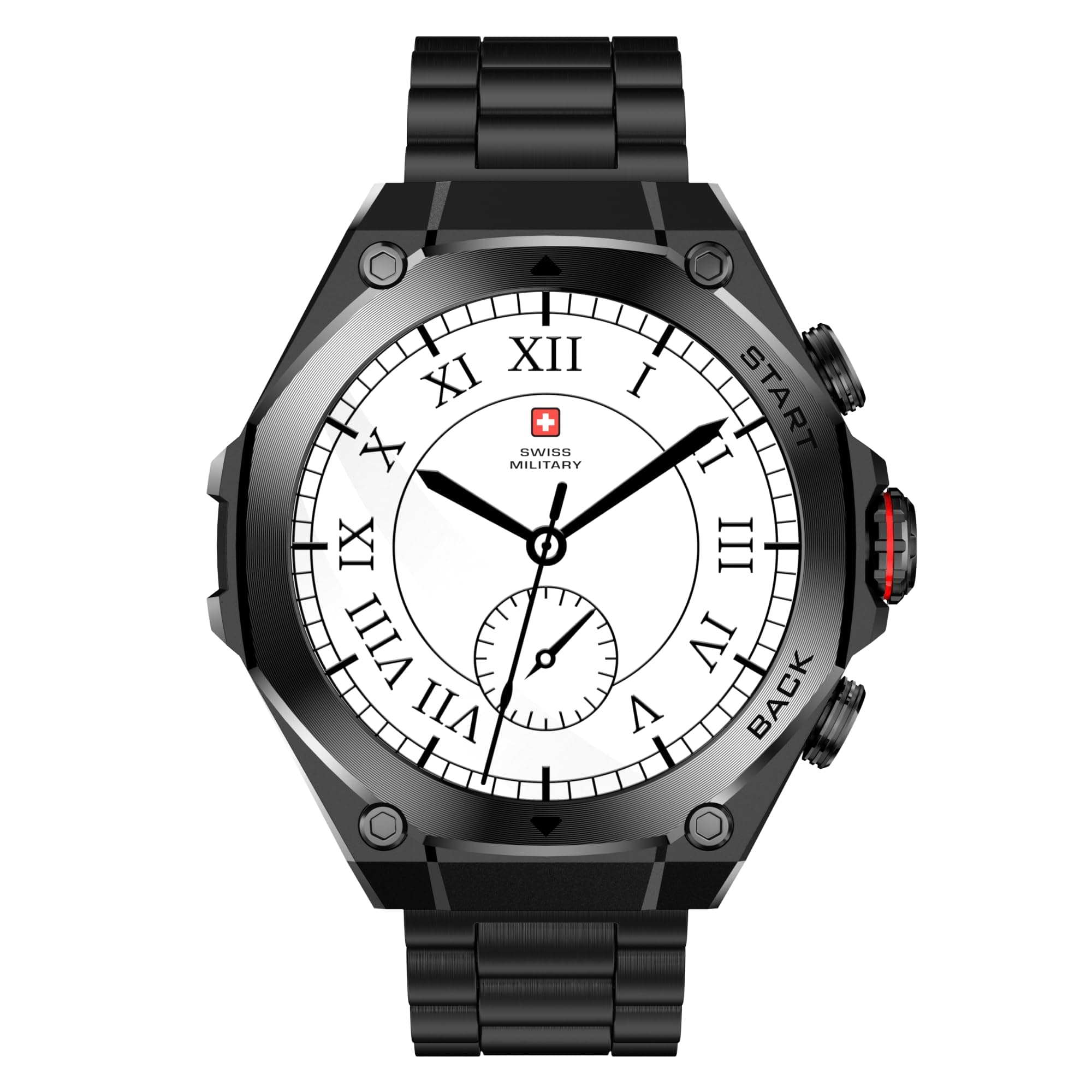 Swiss Military DOM6 Smartwatch 1.43" AMOLED, Bluetooth Calling, Multi Language, Health & Sports Tracking, Wireless Charging, 7 Days Battery, IP67, iOS/Android Compatible,Gun Metal Frame & Strap on Amazon.ae - Price Tracker