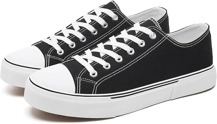 yageyan Men Canvas Low top Shoes Classic Casual Sneakers Black and White Fashion Shoes - Amazon.ae Price Tracker