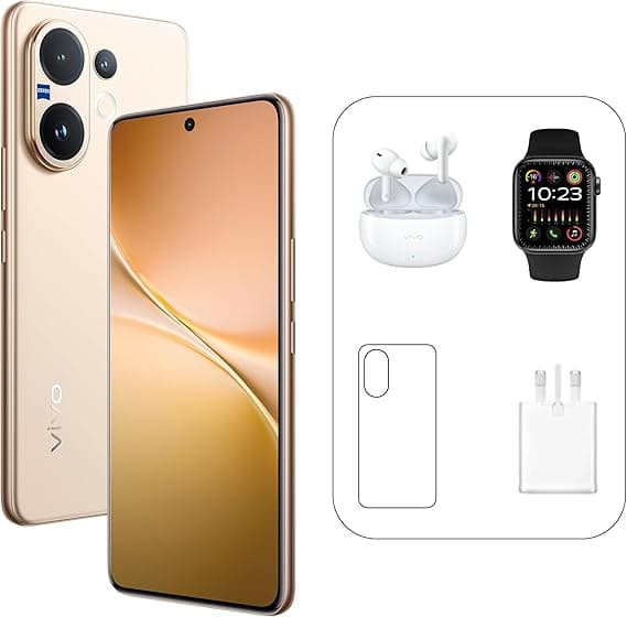 Vivo V60 5G - Desert Gold 12 + 256GB | 50MP ZEISS Camera | 3D curved 120Hz AMOLED Display | 6500mAh | IP69, 4Y Battery | 455 Days Screen Replace,24 Months Warranty - UAE Version on Amazon.ae - Price Tracker