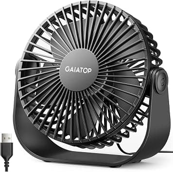 Gaiatop - USB Desk Fan, 3 Speeds with Strong Airflow, 5.5" Small Quiet Portable Table Fan, 90° Rotating Personal Cooling Fan على Amazon.ae - متتبع الأسعار