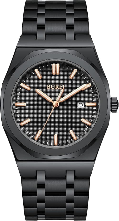 BUREI Fashion Quarzuhr fr Mnner Uhr Analog Datum Uhr Mit Edelstahlband Wasserdicht Klassische Uhren fr Mnner on Amazon.ae - Price Tracker