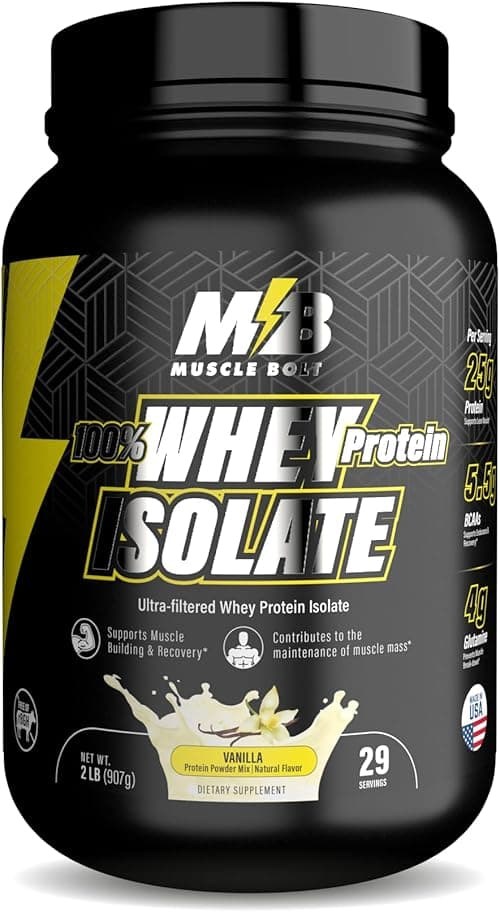 100% Whey Protein Isolate Protein Powder Mix With BCAAs & Glutamine, Vanilla Flavor 2lb on Amazon.ae - Price Tracker