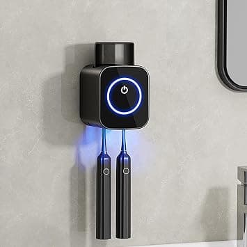 Toothbrush Holders for Bathrooms, Smart Drying and Cleaning, Small Toothbrush and Cup Storage Rack, Stylish Bathroom Decor and Accessories, Solar Charging, for Home and RV (Gray) on Amazon.ae - Price Tracker