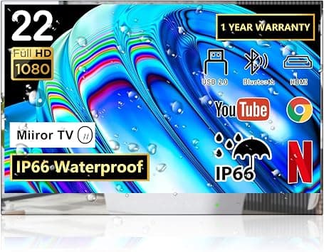 22 inch Bathroom TV Smart Mirror TV IP66 Waterproof Integrated with Wi-Fi and Bluetooth (2022 Model) على Amazon.ae - متتبع الأسعار