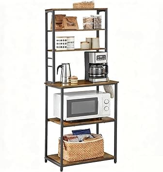 DAYONG Kitchen Bakers Rack, 6-Tier Storage Shelf with Adjustable Shelves, Kitchen Microwave Oven Stand, Coffee Bar Table, Freestanding Kitchen Appliance Organizer (‎Rustic Brown) on Amazon.ae - Price Tracker