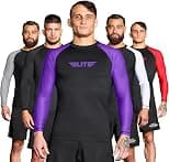 Elite Sports Men's Jiu Jitsu BJJ Rash Guard, Long Full Sleeve Compression Shirt for Sports Nogi Training, IBJJF Rank Color - Best Deal Finder