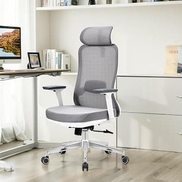 VOFFOV Ergonomic Office Chair, Home Office Desk Chair with Adjustable Armrest, Swivel Computer Office Chair with Premium Mesh Adjustable Tilt & Multi-Function for All Spaces(Upgrade White) على Amazon.ae - متتبع الأسعار
