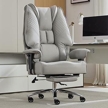 Big and Tall Office Chair 400lbs Wide Seat, Leather High Back Executive Office Chair with Foot Rest, Ergonomic Chairs Lumbar Support for Lower Back Pain Relief (Light Grey) - Amazon.ae Price Tracker