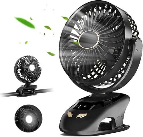 Small Desk Clip On Fan,LED Light & Digital Display, 5 Speed, 90°Rotate Ultra Quiet Cooling Table Fan,Table Top Fan for Bedroom Office, Portable Personal USB Clip Fan (Black) on Amazon.ae - Price Tracker