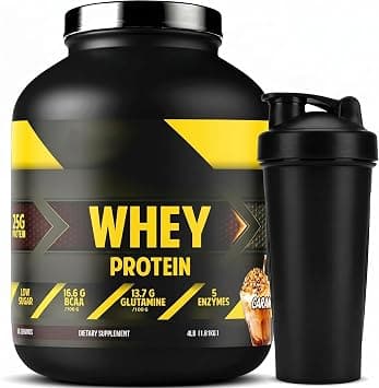 Body Builder 100% Whey Protein with Protein Shaker - 25g Protein, BCAAs, Glutamine, Digestive Enzymes for Lean Muscle Growth & Endurance (4 LB, Milk Chocolate) - متتبع أسعار Amazon.sa