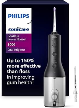 SONICARE Philips Cordless Power Flosser 3000, Water Flosser with Innovative Quad Stream Technology, Oral Irrigator with 2 Flossing Modes and 3 Intensity Levels, Ergonomic Design, Black, HX3826/23 - Best Deal Finder