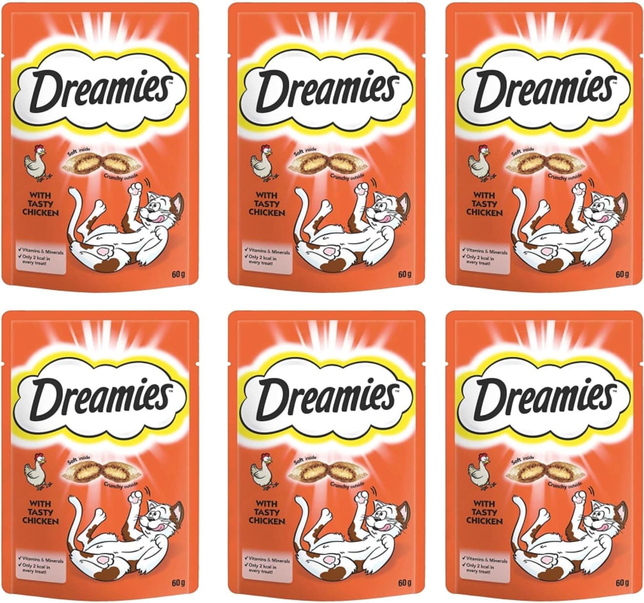Dreamies Cat Treats with Tasty Chicken, 60g Cat Treats, Crunchy on the Outside, Soft on the Inside Chicken Cat Treat - Pack of 6 on Amazon.ae - Price Tracker