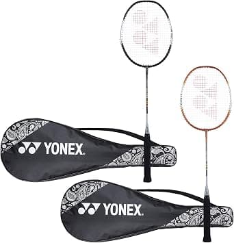 YONEX ZR 100 Light Aluminium Badminton Racquet with Full Cover (Black & Black Made in India) Set of 2 - Best Deal Finder