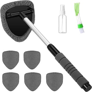 PINKE 8 Pcs Car Window Cleaner Kit Include Windshield Cleaning Tool with Extendable Handle 5 Microfiber Bonnets 1 Car Ventilation Brush 1 Empty 50ml Spray Bottle Glass Wiper Kit (Gray) على Amazon.ae - متتبع الأسعار