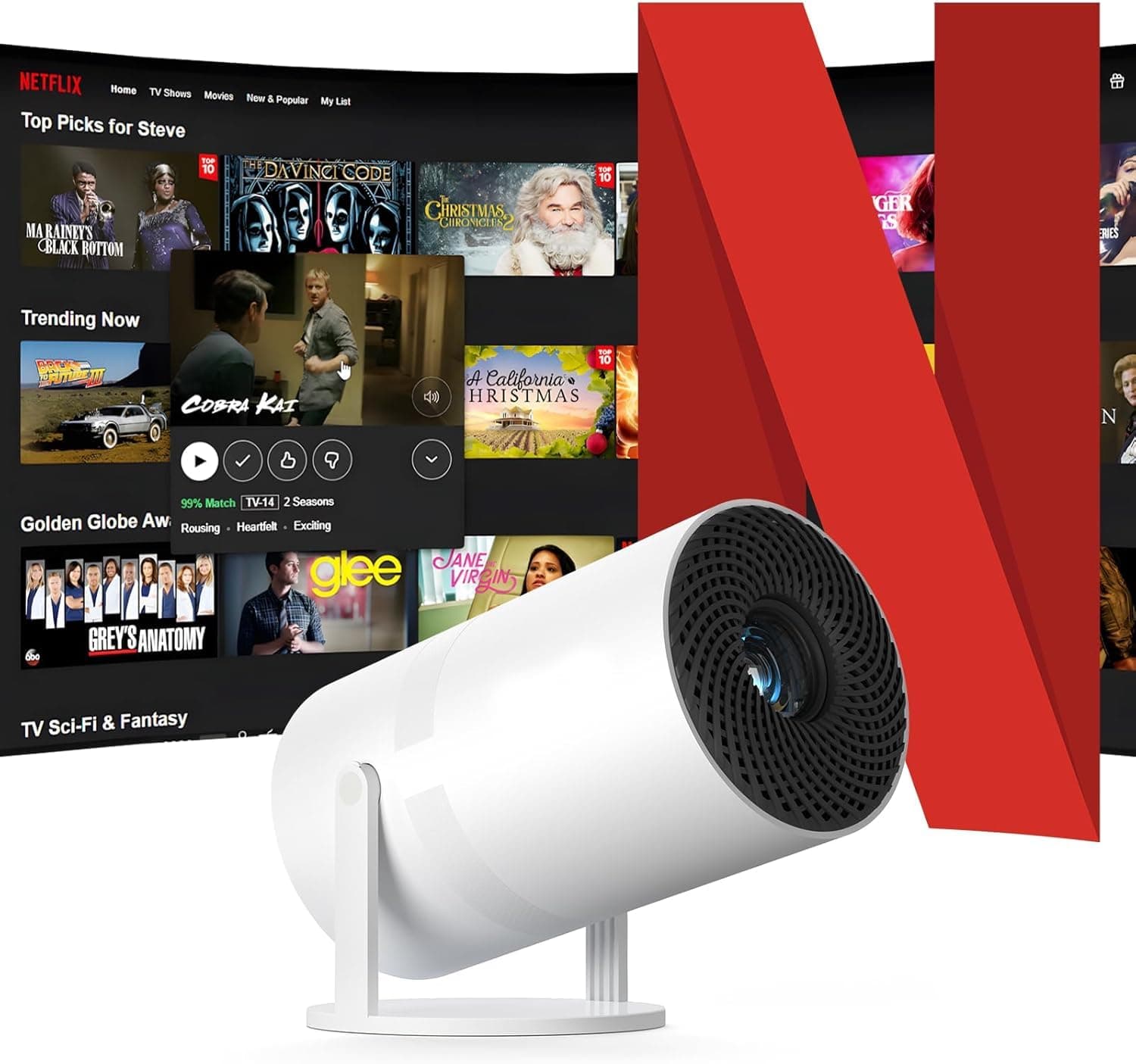 [Electric Focus&Android OS] Mini Projector with WiFi and Bluetooth, 4K 1080P Support Portable Projector, 210°Rotatable Stand, Built-in 8000+APPS, Dust Removal and Heat Dissipation Design on Amazon.ae - Price Tracker