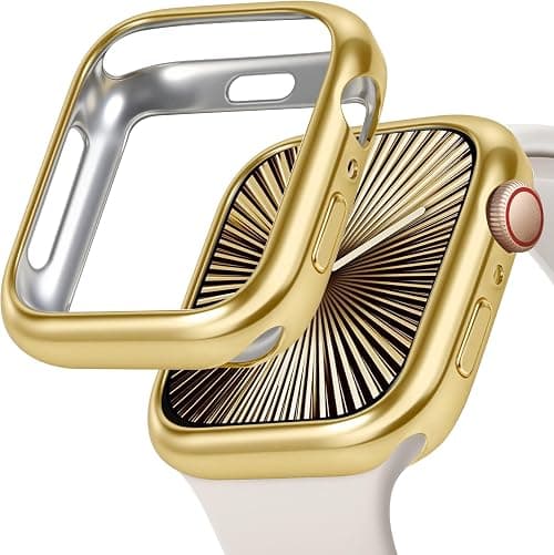 JR.DM 40mm Soft Flexible TPU Case Compatible for Apple Watch Series 6/5/4/SE Touchable Screen Lightweight Anti-Scratch All-Around Protector Thin Guard Shockproof Cover Shiny Bumper for iWatch, Gold on Amazon.ae - Price Tracker