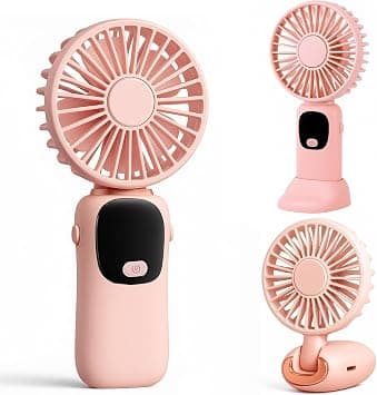 Handheld Mini Folding Fan with USB Rechargeable Battery – 3 Speed Settings, Quiet & Portable Personal Fan for Home, Office, Travel (Pink) على Amazon.ae - متتبع الأسعار