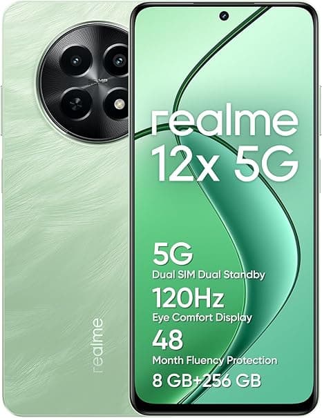 realme 12x 5G | Dual SIM | 8GB RAM | 256GB ROM | 6.67" 120Hz Display | 50MP AI Camera | Dimensity 6100+ | 5000mAh Battery | 15W Fast Charging | Android 14 | 12 Months Warranty (Feather Green) on Amazon.ae - Price Tracker