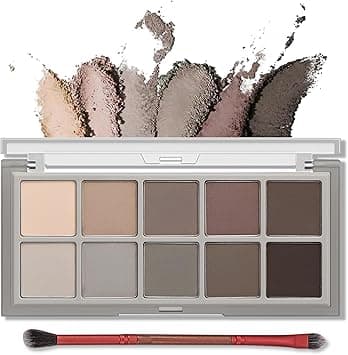Erinde 10 Colors Eyeshadow Palette - Matte Nude Naked Eye Shadow Makeup, Ultra-Blendable, Pigmented, Long Lasting, Neutral Taupe Gray Eye Make Up Pallet with Brush, Suitable for Older Women, Cement on Amazon.ae - Price Tracker