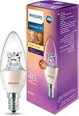 شمعة LED شفافة شكل B38 من فيليبس، مجموعة رئيسية، درجة الضوء 2200 كلفن - 2700 كلفن، E14، ابيض - متتبع أسعار Amazon.sa