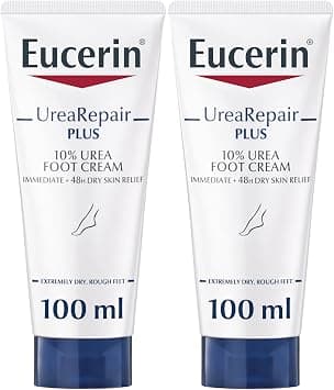 Eucerin UreaRepair Plus 10% Urea Foot Cream with Ceramide, Smoothes Callouses and Thickened Heels, Feet Care for Very Dry Skin, Suitable for Mature & Diabetic Skin, 100ml x 2 - Best Deal Finder