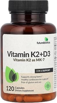 فيتامين K2 + D3 مع فيتامين K2 من فيوتشربيوتيكس مثل MK-7، 120 كبسولة - متتبع أسعار Amazon.sa