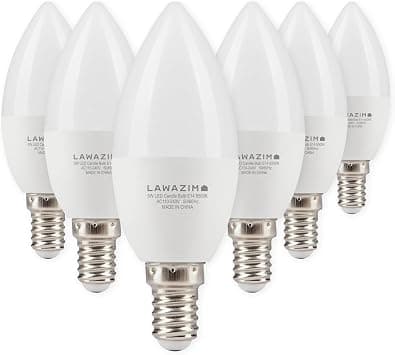 Lawazim 5W LED Candle C37 E14-6 Pack 6500K Daylight- Energy Saving 35W Equivalent Non-Dimmable Lightbulbs with 400 Lumens and a Lifespan of 15,000 Hours - Ideal for Chandeliers and Wall Sconces - Amazon.ae Price Tracker