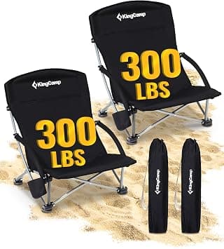 KingCamp Low Beach Chairs 2 Pack, Folding Portable Chair for Adults Lightweight Extra Wide Ergonomic Seat 300lbs Heavy Duty Oversized Backpack Gear with Carry Bag for Outdoor Lawn Camping Picnic on Amazon.ae - Price Tracker