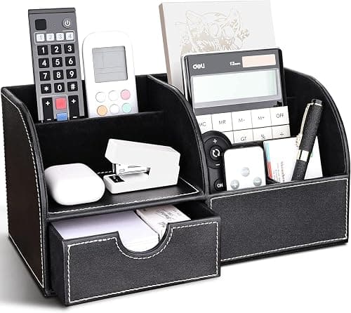 PU Leather Desk Organizer Set, Pen Holders and Tidy Organizer, Office Pen Pot for Desk (L-Black) على Amazon.ae - متتبع الأسعار