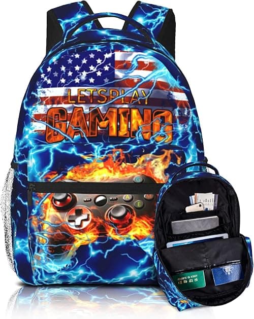 Video Game Backpack For Boys Girls Gamer Boys Backpack For Kids Children Teens Colorful School Bags Game Bookbag على Amazon.ae - متتبع الأسعار