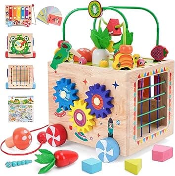 AM ANNA Toddler Wooden Montessori Toy 1 2 3 Year Old,One Year Old Girl Birthday Gifts for Baby Boys Girls 12-18 Months, 9 in 1 Wooden Activity Cube Toddler Sorting & Stacking Toys Birthday Gifts - Amazon.ae Price Tracker