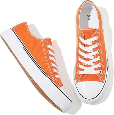 Adokoo Canvas Tennis Shoes for Women Low Top Casual White Black Sneakers for Women Lace Up Fashion Comfortable Walking Shoes on Amazon.ae - Price Tracker