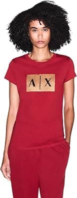تي شيرت أساسي حريمي A|X Armani EXCHANGE مع شعار على الصدر - دليلك لأفضل العروض
