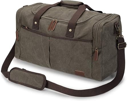 S-ZONE 65L Large Canvas Travel Duffel Bag Weekend Overnight Bag with Shoes Compartment Holdall Gym Bag with Multi-Pockets for Men and Women on Amazon.ae - Price Tracker