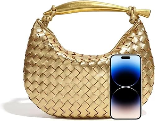Woven Leather Handbags for Women Fashion Designer Clutch Purse Dumpling Bag Cute Ladies Trendy Small Hobo Bag on Amazon.ae - Price Tracker
